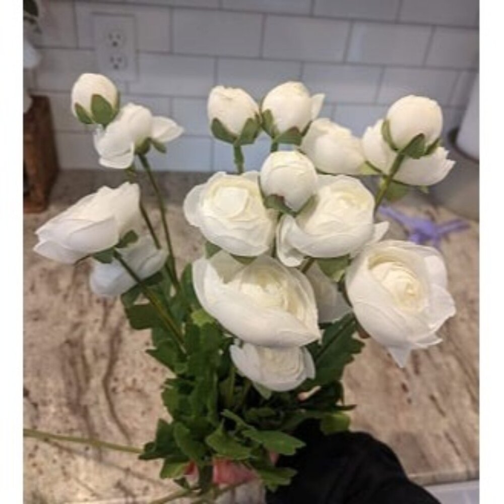 New Artificial Ranunculus Flower Silk Flowers Buttercup 5 Pcs,Suitable